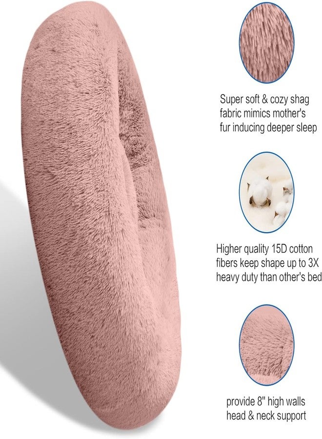 PAWSOME Plush Calming Dog Beds, Donut Dog Bed for Small Dogs, Medium, Large & X-Large, Comfy Cuddler Dog Bed and Cat Bed in Faux Fur (Pink, XXL) - Image 2